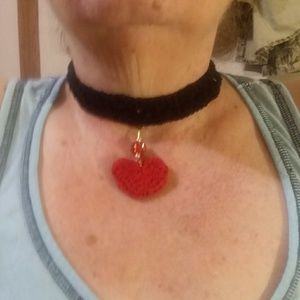 Beautiful crochet  choker with crochet heart